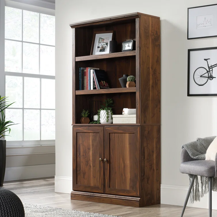 Low profile real wood bookcase perfect for console table use with three open compartments